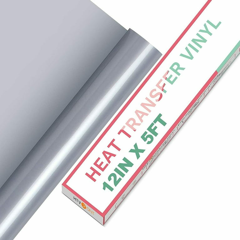 White HTV Vinyl White Heat Transfer Vinyl Roll - 12in x5FT PU Vinyl HTV  Iron on Vinyl Easy to Cut & Weed for Heat Vinyl Design (White)
