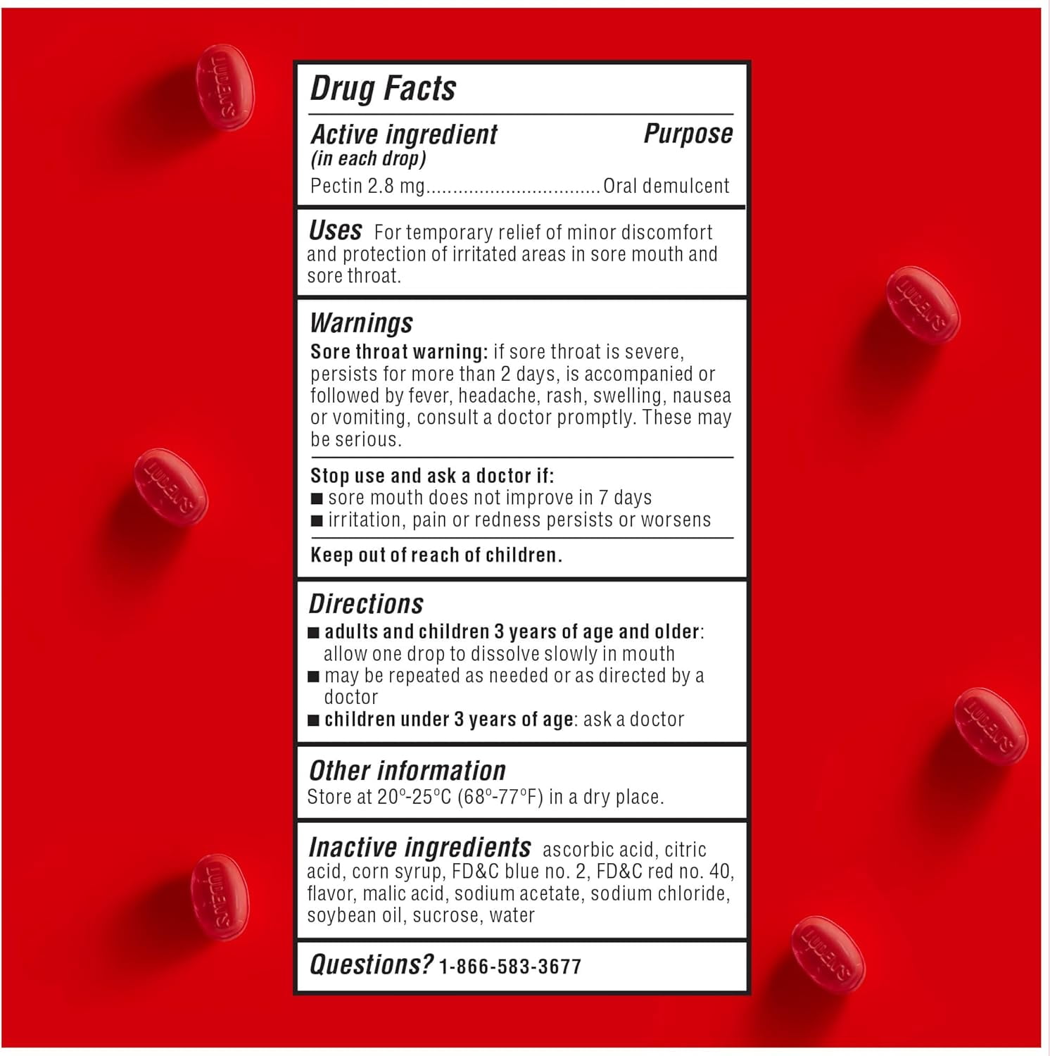 Luden's Sore Throat Drops, For Minor Sore Throat Relief, Wild Cherry, 30 Count, 12 Pack