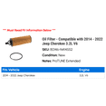 thumbnail image 2 of Oil Filter - Compatible with 2014 - 2022 Jeep Cherokee 3.2L V6 2015 2016 2017 2018 2019 2020 2021, 2 of 2