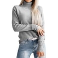 thumbnail image 2 of Women'S Elegant Lapel Long Sleeve Knitted Sweater Autumn and Winter Solid Color Button Pullover Sweater Top Grey M, 2 of 10