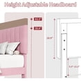thumbnail image 4 of Twin Size Bed Frame, Velvet Upholstered Platform Bed with Adjustable Vertical Channel Tufted Headboard, No Box Spring Needed, Easy Assembly, Pink | Adjustable Headboard, 4 of 8