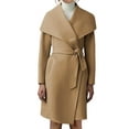 thumbnail image 3 of Women's Lapel Pea Trench Coat Long Jacket Open Front Belted Overcoat with Belt, 3 of 6