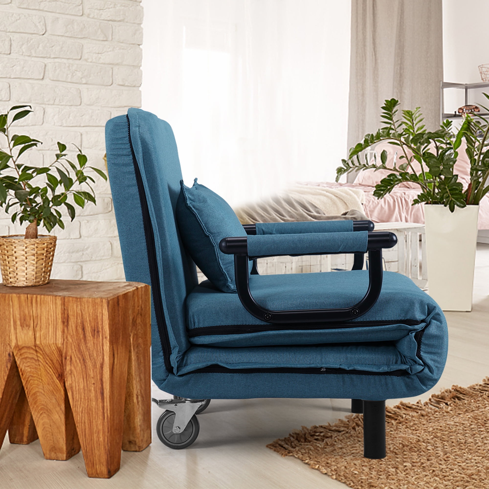 Jaxpety folding lounge sofa chair couch with armrest and pillow discount