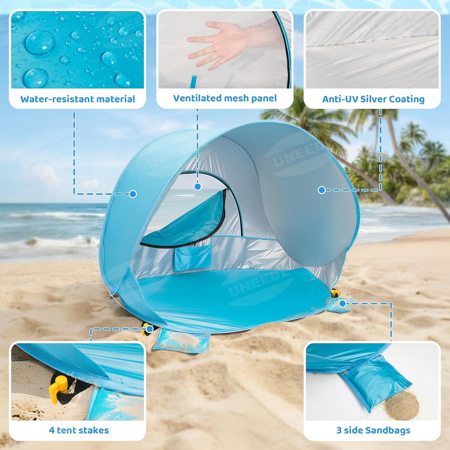 Baby Beach Tent Pop Up Baby Tent with UV Protection, Portable Infant Shade Canopy, Must-Have Beach Baby Essentials