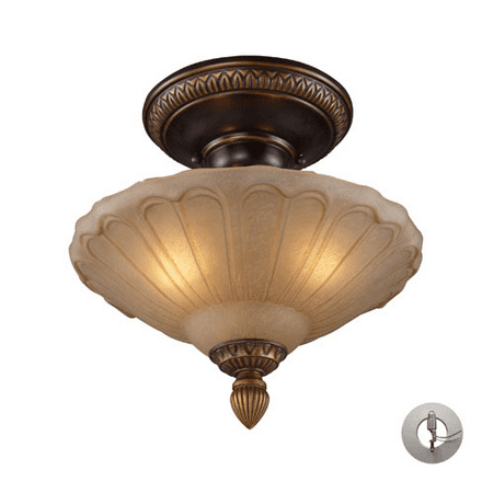 

Semi Flush 3 Light With Golden Bronze Finish Antique Amber Glass Medium Base 12 inch 225 Watts - World of Lamp