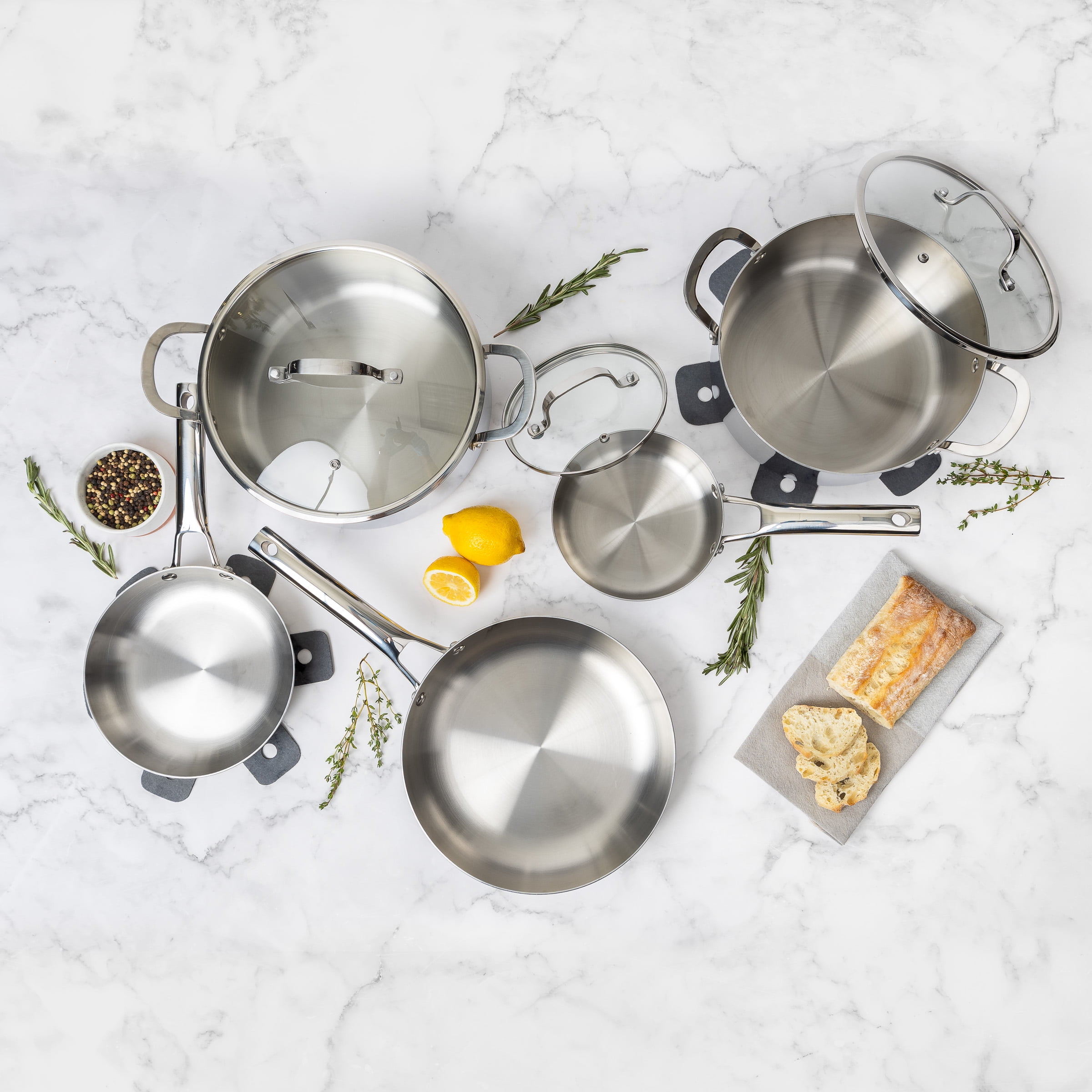 CoreClad 10-Piece Tri-Ply Stainless Steel Cookware Set, Induction