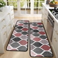 thumbnail image 4 of Kitchen Rugs Sets Of 2,Red and Black Ethnic Geometric Pattern Anti Fatigue Kitchen Mat Rugs Non Slip Washable,Decorative Kitchen Floor Mats for Kitchen,Sink,Laundry,17"x47"+17"x47", 4 of 5