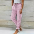 thumbnail image 2 of Seductiva Women's Wide Leg Pants Women's Summer Striped Linen and Cotton Loose Straight Leg Pants Beach Pants Loose Fit, 2 of 4