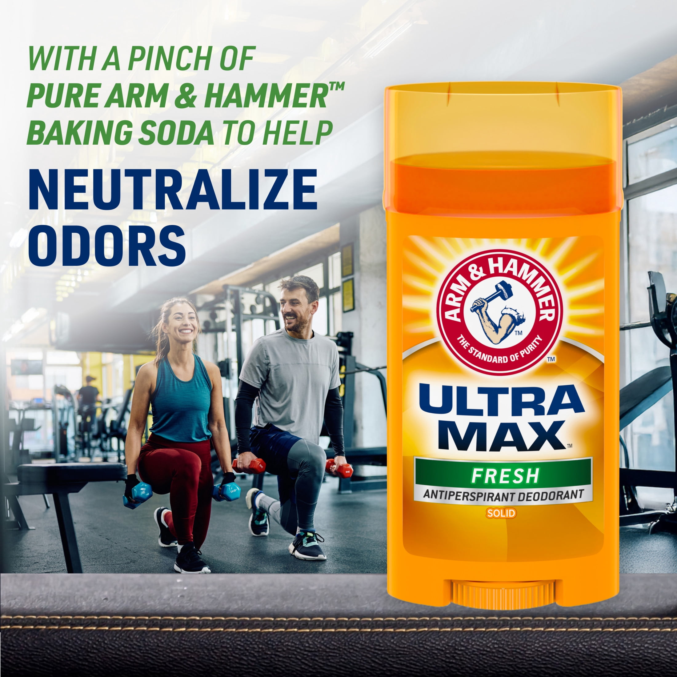 (2 pack) ARM & HAMMER ULTRA MAX Deodorant, Fresh Scent, Solid Stick 2.6 oz, Twin Pack (Pack of Two)