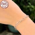 thumbnail image 4 of Genuine S925 Sterling Silver Tennis Chain Link Bracelet Women Fashion Jewelry, 4 of 9