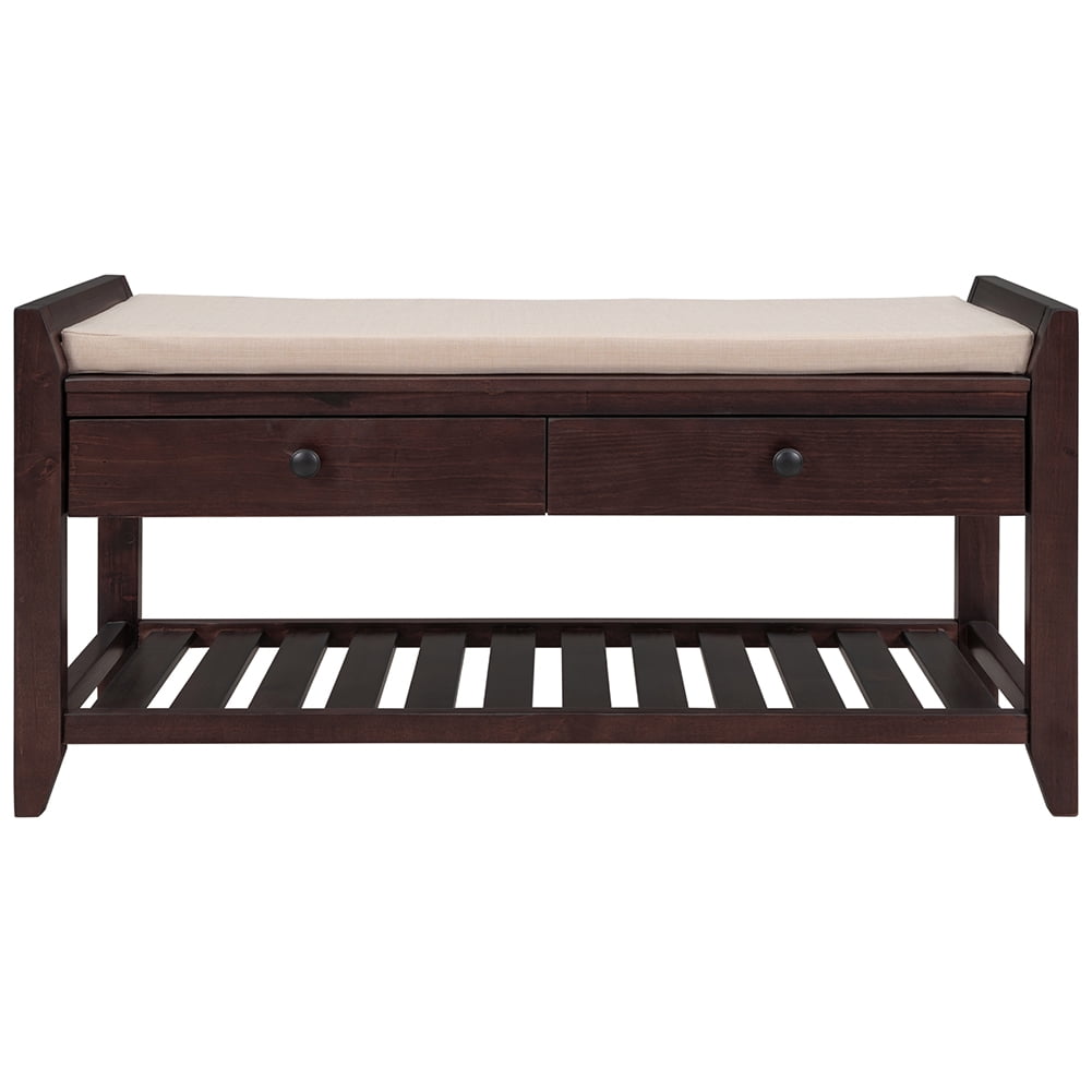 Lowestbest Shoe Rack with Cushioned Seat and Drawers, Multipurpose Entryway Storage Bench, Espresso Lowestbest Shoe Rack with Cushioned Seat and Drawers, Multipurpose Entryway Storage Bench, Espresso