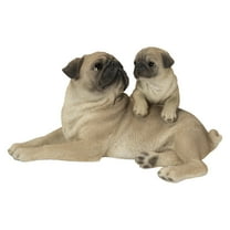Hi-Line Gifts 11.25" Baby with Mother Pug Outdoor Garden Statue
