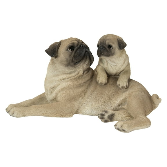 Hi-Line Gifts 11.25" Baby with Mother Pug Outdoor Garden Statue
