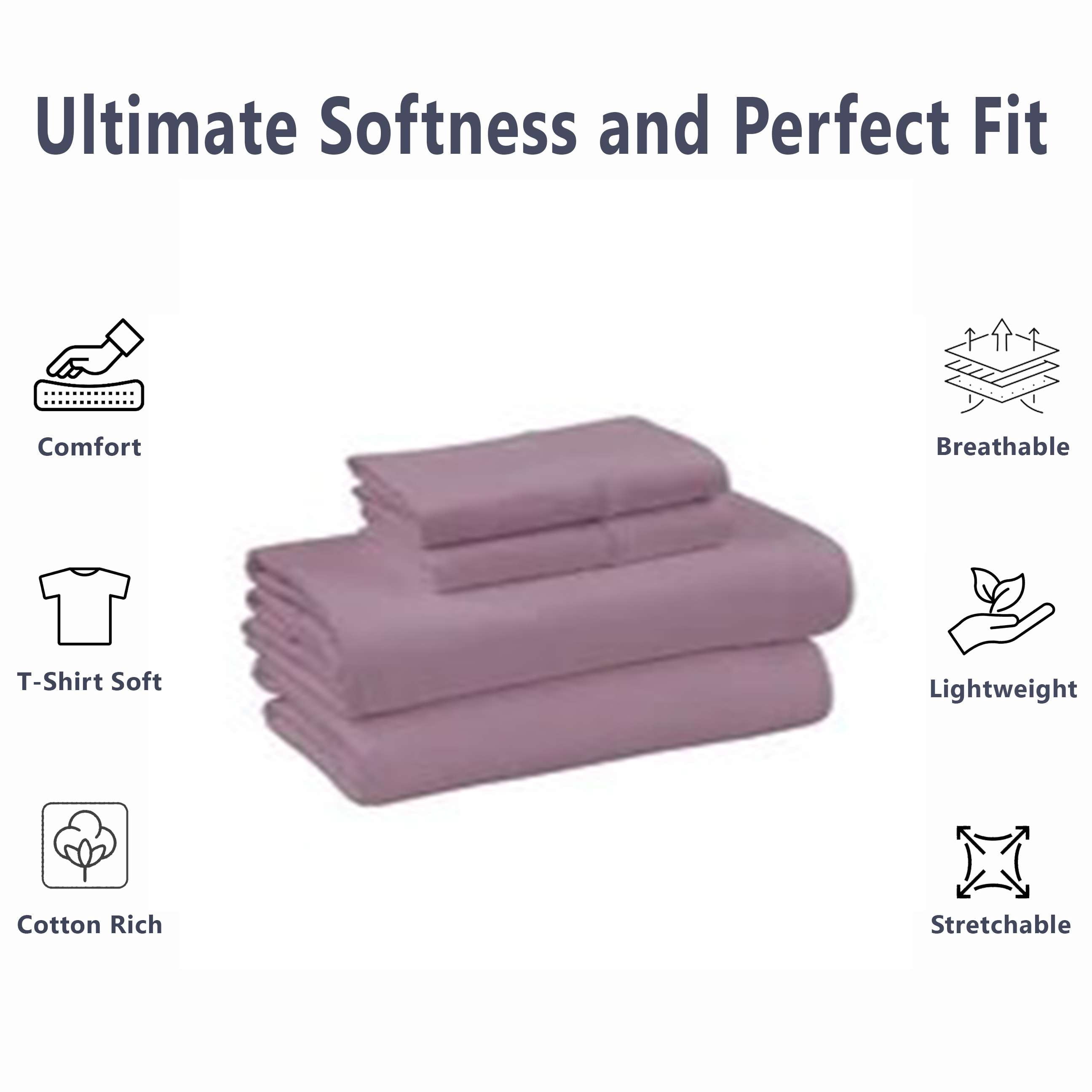 Mainstays Cotton Rich Extra Soft Jersey Bed Sheet Set, Queen, Lilac Bloom, 4 Pieces