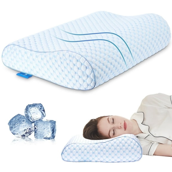 SORMAG Contour Pillow for Neck and Shoulder Pain, Cervical Pillow for Neck Pain, Cooling Memory Foam Pillow ,  1 Pack, Standard Size 24 x 16 x 5/3.5