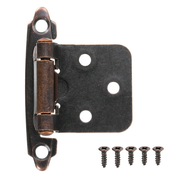 Uxcell 1/2 Inch Overlay Cabinet Hinges, 6 Pcs Self Closing Flush Mount Cabinet Door Hinges with Door Bumper, Oil Rubbed Bronze