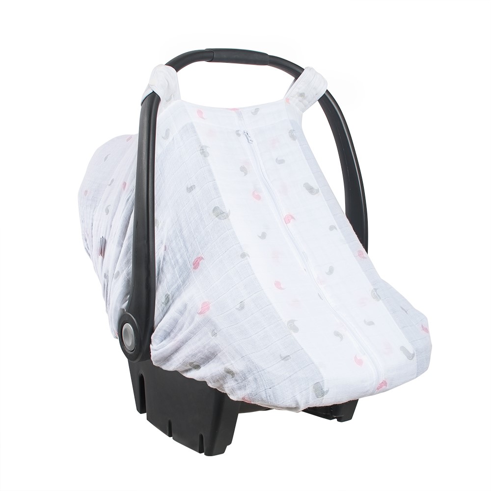 Bebe au Lait Car Seat Cover Muslin Chickadee