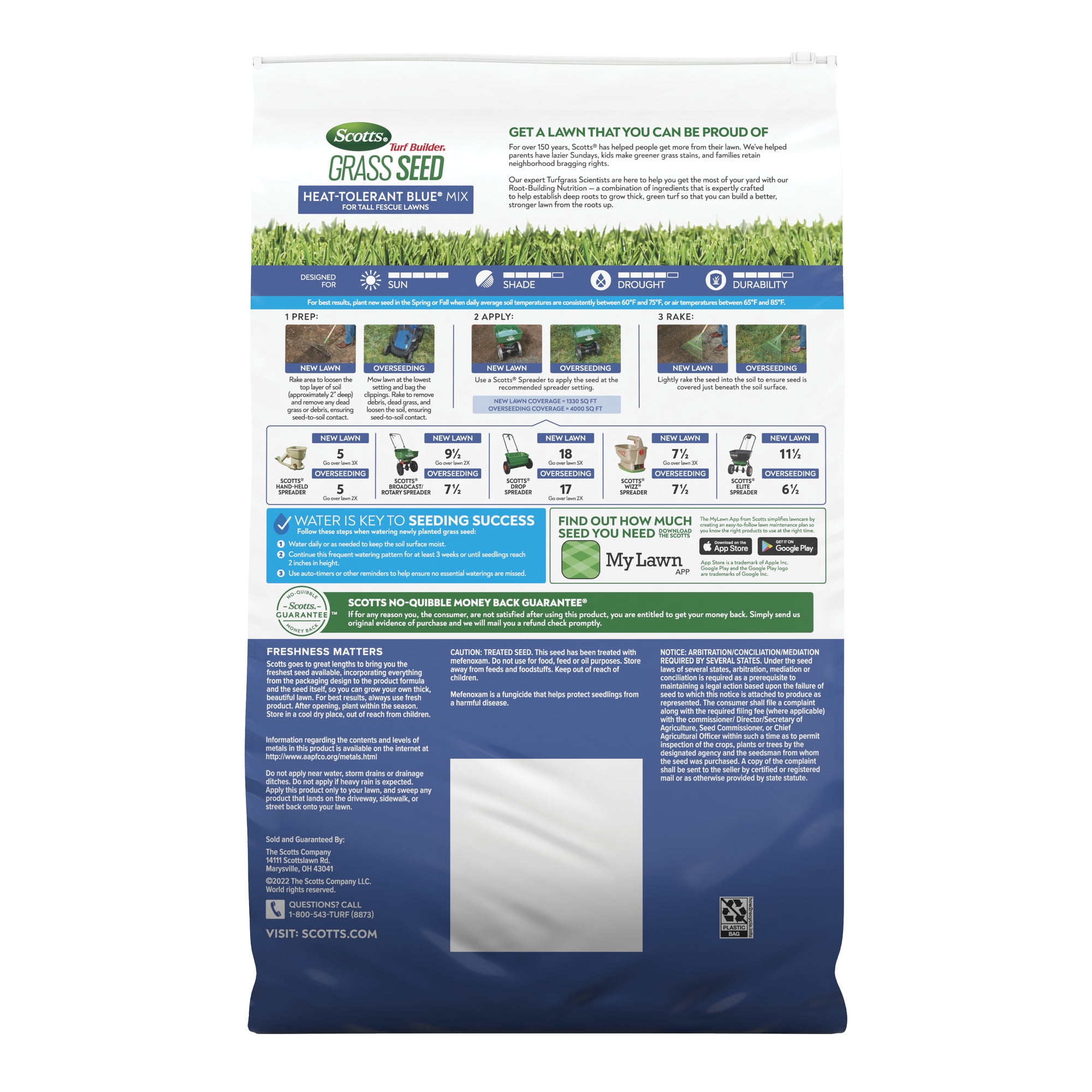 Scotts Turf Builder Grass Seed Heat-Tolerant Blue Mix, 16 lbs.