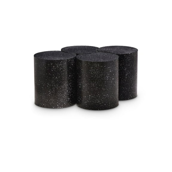 Meridian Furniture Dimple 4 Piece Black Terrazzo Pattern Iron Metal Coffee Table