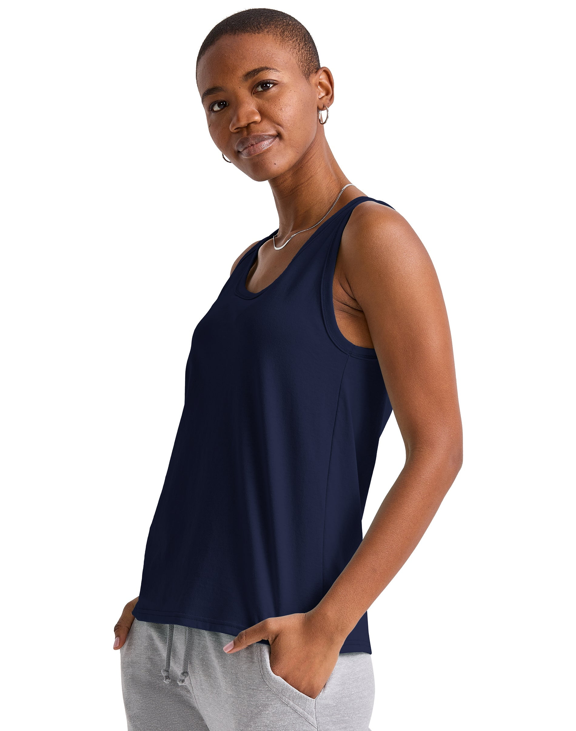 Hanes Essentials Women’s Cotton Tank Athletic Navy S