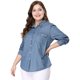 thumbnail image 1 of CamiDe Cambray ManLarCon Bolsillo En El Pecho TalGrande PaMujer Azul XXL, 1 of 6