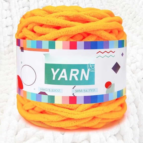Chenille Chunky Crochet Yarn, Baby Velvet Yarn for Blankets Crafts, Fluffy Plush Bulk Yarn for Crochet & Knitting100G/54.7YD