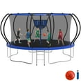 thumbnail image 1 of KOFUN 14FT Trampoline with Basketball Hoop, 1400LBS Heavy Duty Trampoline for Adults Capacity for 5-6 Kids, No Gap Design Backyard Trampoline with Enclosure Net, Ladder, A Ball, Blue, 1 of 7