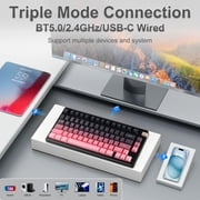 75% Wireless Mechanical Keyboard, 3-Mode BT5.0/2.4GHz/USB-C Hot Swappable Custom Keyboard with Knob, Mechanical Gaming Keyboards with RGB Backlit for PC/Tablet/PS/Xbox, Black