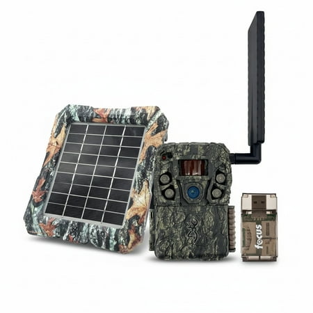 Browning Trail Camera - Defender Wireless Vision Pro HD AI 46MP Bundle with Solar Power Pack and Card Reader (3 Items)