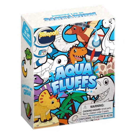Aqua Puffs Fluffs Mess-Free 3D Art Puffs Kit for Kids Double-Sided Water-Activated Craft with Dinosaur & Space Designs, No Glue or Paint, Creative Activity for Boys & Girls Ages 38 Dinosours & Space