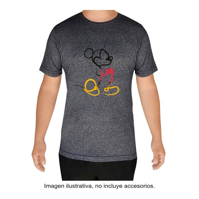 Playera Mickey Mouse Talla M Manga Corta Estampado Silueta Multicolor con Gris Oxford