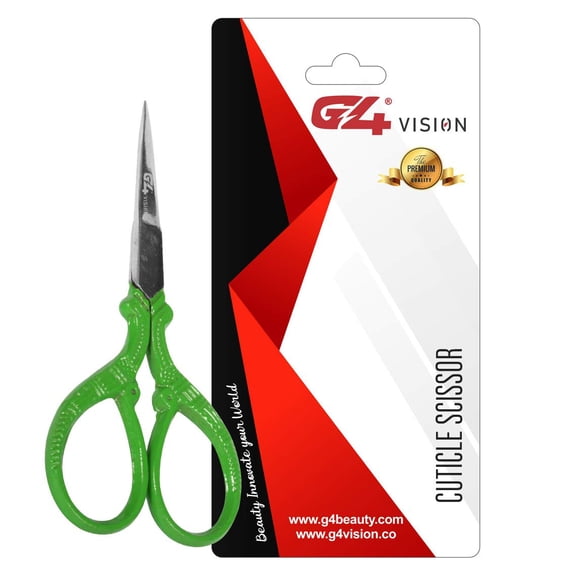G4 Vision Eye Brow Scissor Cuticle Scissors Manicure Pedicure Grooming Heavy Duty Nail Trimming Green