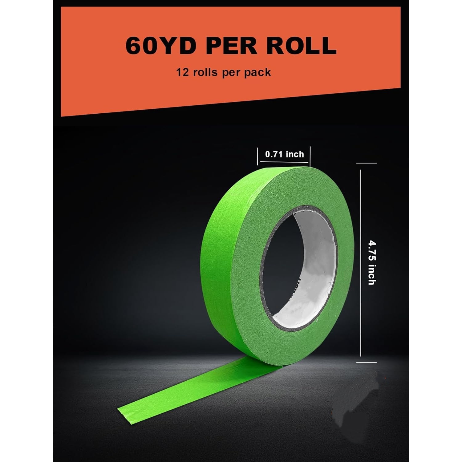 Painters Tape for Car - Green No Residue Automotive Masking Tape - Heat Resistant for Paint Booth, 0.7 Inches X 60 Yards, 12 Rolls