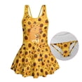 thumbnail image 6 of Uourmeti Girls' Sunflower & Capybara Print Skirted One-Piece Swimsuit - Quick Dry Stretch Swim Dress for Summer Beach & Pool Play, 6 of 8