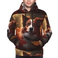 thumbnail image 4 of KLL Cute Maple Leaf Puppy Print Mens Hoodie Long Sleeve Casual Pullover Hooded Sweatshirt Fashion Drawstring Hoodies with Pocket-X-Large, 4 of 6