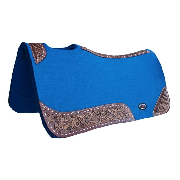 Horse SADDLE PAD Western Contoured Wool Felt Moisture Wicking Blue 39209RB