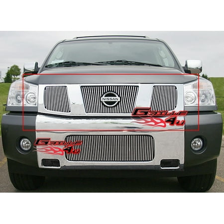 Nissan Armada Titan Grille Insert Compatible with 2004-2007 Nissan Titan Armada Vertical Main Upper Billet Grille Insert N65412V ()