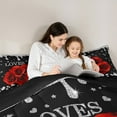 thumbnail image 6 of Feelyou Romantic Red Rose Bedding Comforter Set, Dreamy Sequin Print Grey Twin Comforter Sets, Couple Anniversary Theme Reversible Bedding Set, Breathable Home Decor, 2 Pieces, 6 of 9