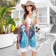 thumbnail image 5 of Peacock Bird Women Swimsuit Cover up V Neck Beach Dress Short Sleeve Vacation Outfits Swimwear, 5 of 7