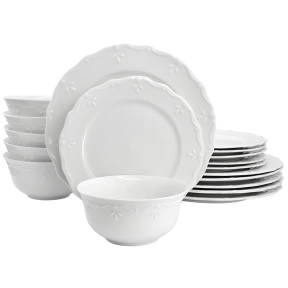 Elama Henryi 18 Piece Porcelain Dinnerware Set in White