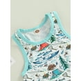 thumbnail image 4 of Caoirhny Newborn Sleeveless Patchwork Edge Romper, Marine Animals Printed Round Neck Snap Crotch Loose Fit Bodysuit, 4 of 8
