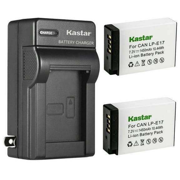 Kastar 2-Pack Battery and AC Wall Charger Replacement for Canon LP-E17 LPE17, 9967B02 Battery, Canon EOS 750D, EOS 760D, EOS 800D, EOS 8000D, EOS R8 Mirrorless, EOS R50 Mirrorless Cameras