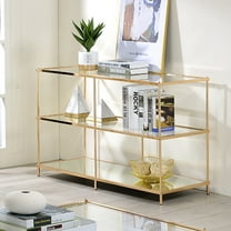 Scoles 2-Shelf Glass Top Console Table, Champagne