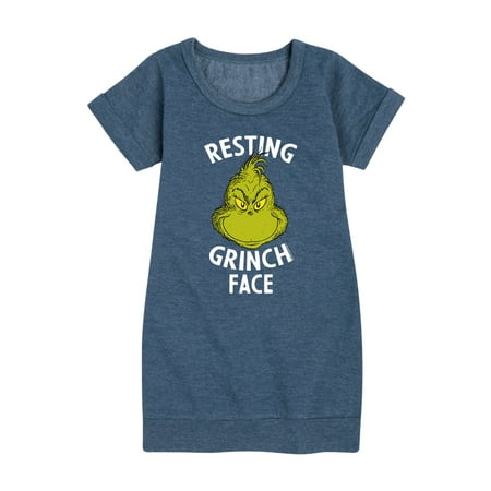 

Dr. Seuss - Resting Grinch Face - Toddler And Youth Girls Fleece Dress