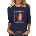 thumbnail image 3 of Lazyguy Fourth of July, T-Shirts Women Graphic Printed Loose Shirts Round Neck Bracelet Sleeves Tees Tops for Festival Party S-4XL Navy, 3 of 9