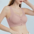 thumbnail image 4 of iHPH7 Bras for Women Front Closure Front Button Push Up Bra Post Surgery Bra Bras for Seniors Snap Closing Bra Front Clasp Padded Bralettes Senior Comfort Bras Soft Hot Pink XL, 4 of 5