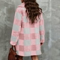 thumbnail image 5 of SYMOID Women’s Pink Buffalo Plaid Teddy Fleece Coat - Fall Winter, Mid-Length Notched Lapel, Inclusive Sizes S-XXL, Machine Washable,Size L, 5 of 8
