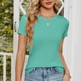 thumbnail image 6 of IROINNID Women's Fashion Solid Color Round Neck Slim Fit Comfortable Short Sleeve Blouse Casual Tops On Sale, 6 of 6