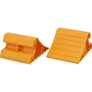 Hyper Tough Brand Super Heavy Duty Yellow Color Wheel Chock, Rugged Plastic, 2 - Pack