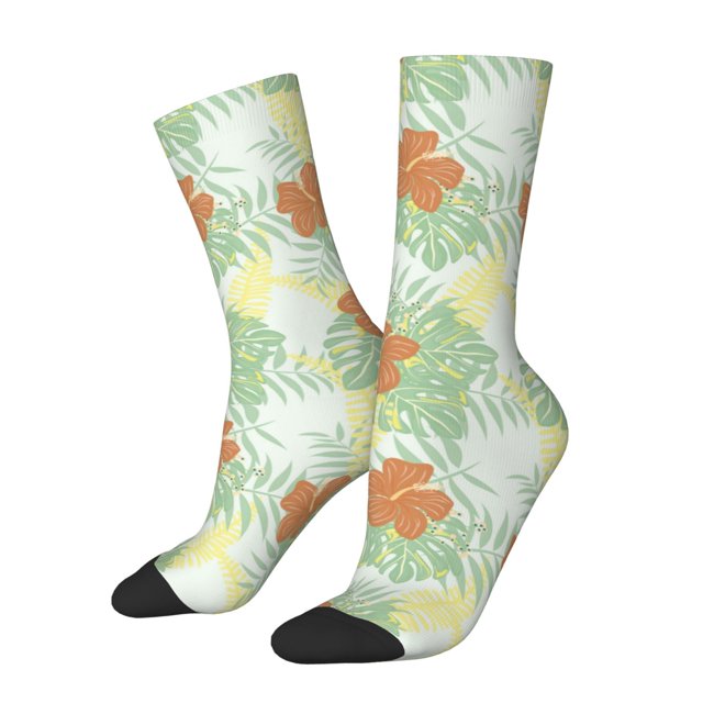Fotbe Tropical Flowers Calcetas Largas con Estampado para Hombre y Mujer – Calcetas de Compresión Transpirables y Elásticas, Viajar y Uso Diario Talla 5-11